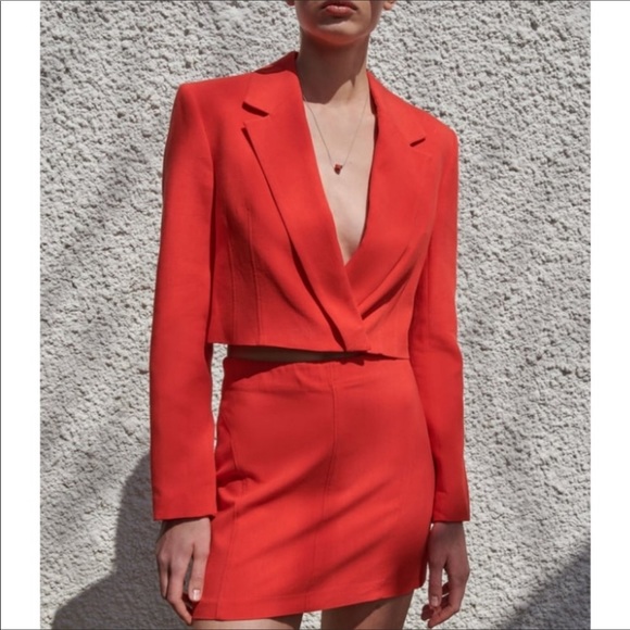 NWT Zara 2 Piece Linen Blend Cropped Blazer &Skirt - Picture 13 of 15